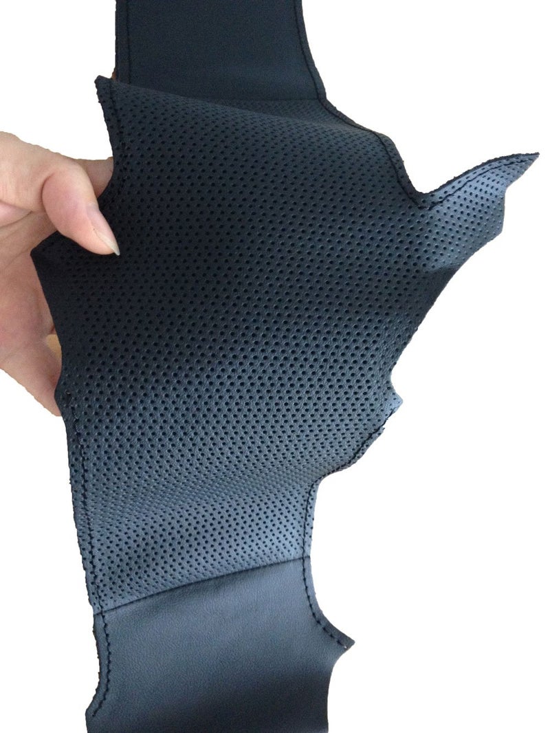 Eiseng DIY Genuine Leather Steering Wheel Cover Custom Fit for Mazda 6 2014 2015 2016 / Mazda 3 2014-2016 / CX-3 2016 2017 / CX-5 2013-2016 15 inches Stitch Interior Accessories (Black Thread) - Image 3